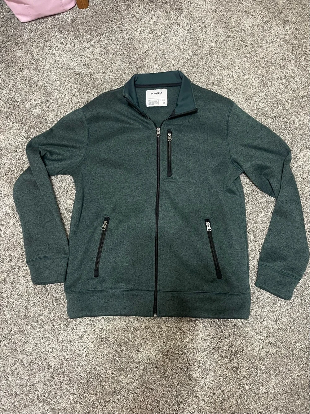 Sonoma Forest Green Full-Zip Men's Sweater Jacket - Picture 1 of 3